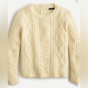 JCrew Button-back cable-knit crewneck sweater